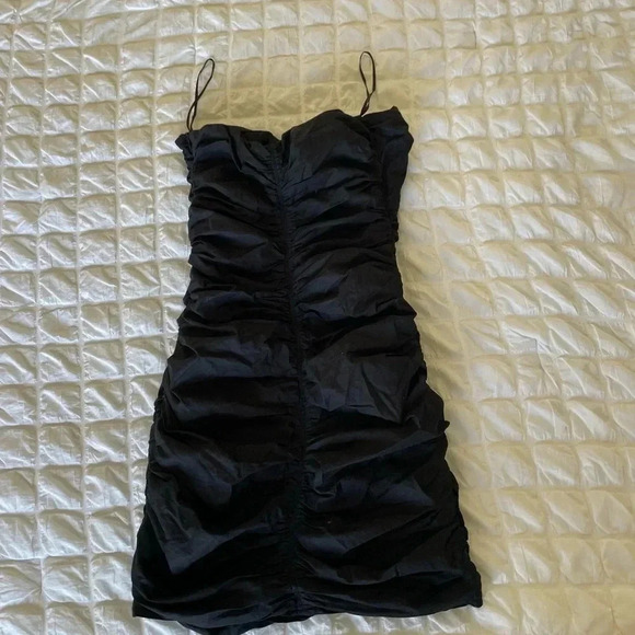 Zara Black Ruched Halter Mini Dress - Picture 5 of 6